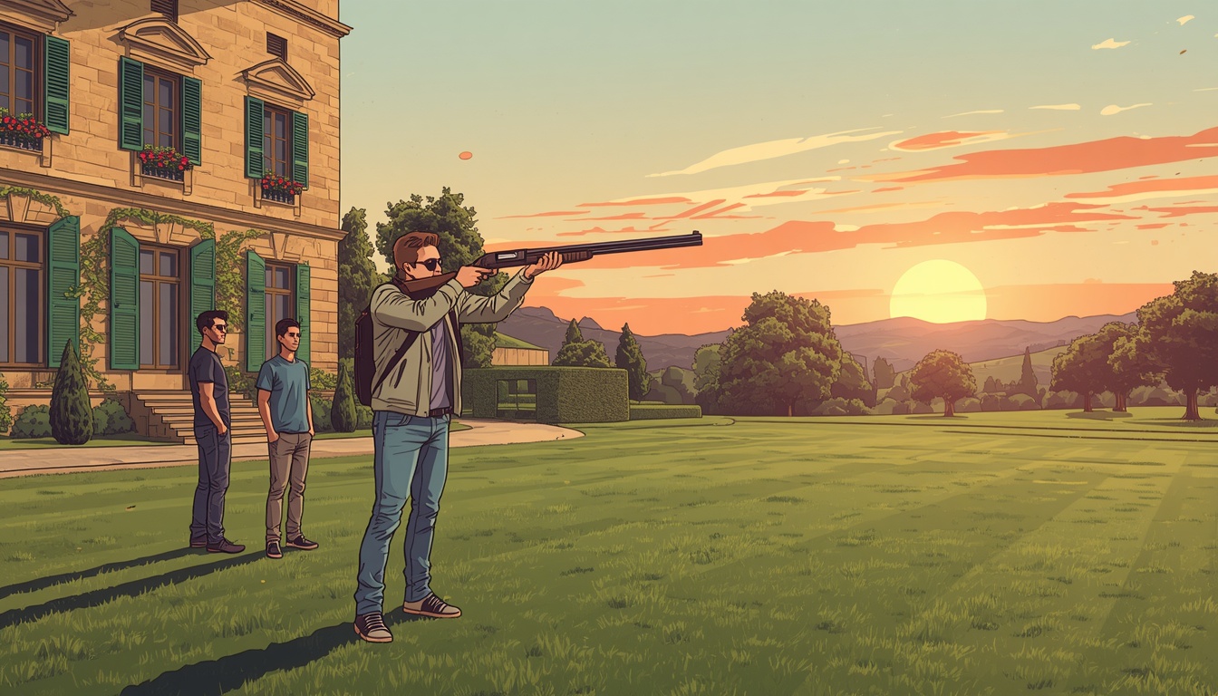 Clay pigeon shooting across a Provençal lavender estate